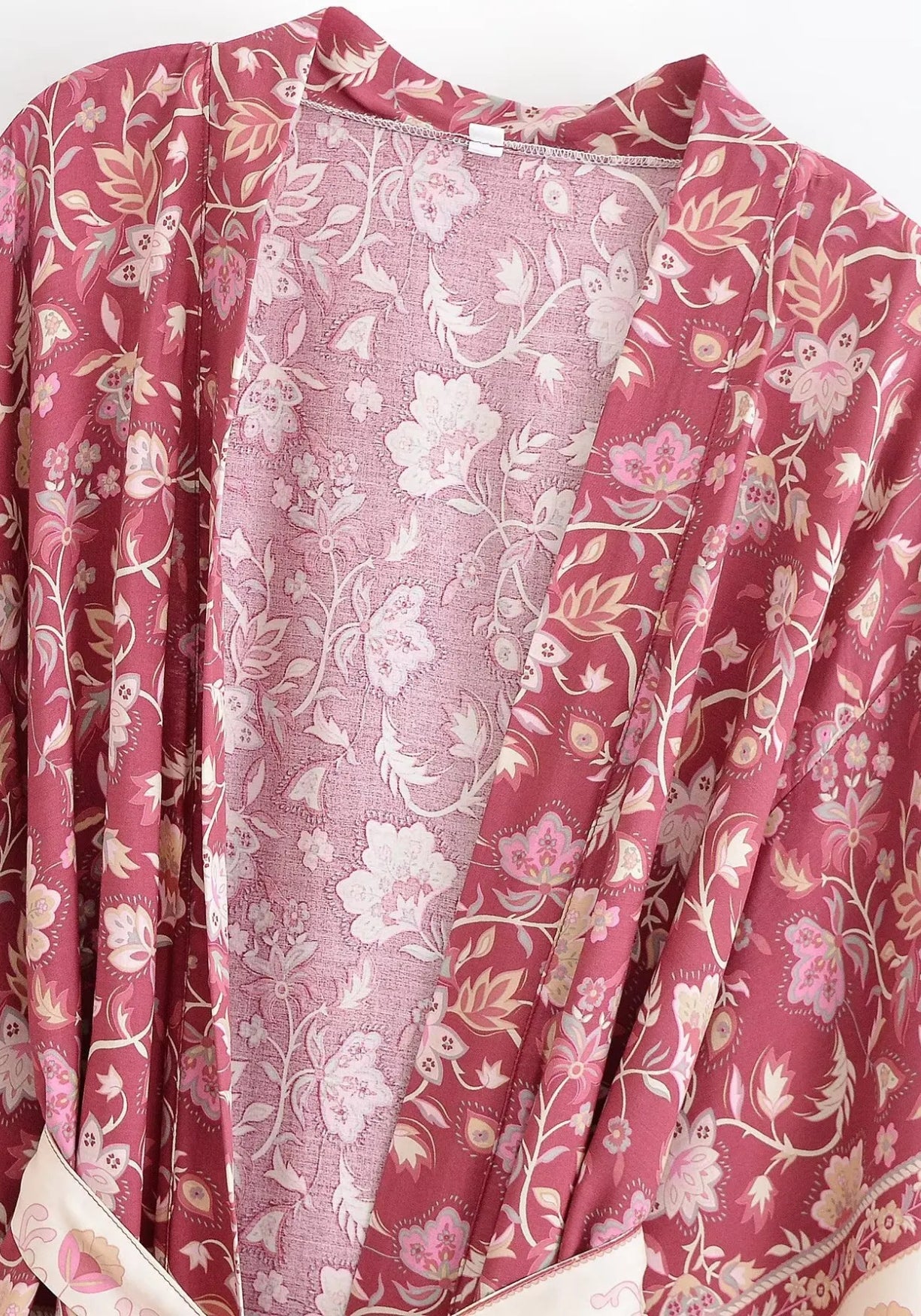Kimono Femme Viscose Court | Élégant Motif Floral Bohème pour Été 2