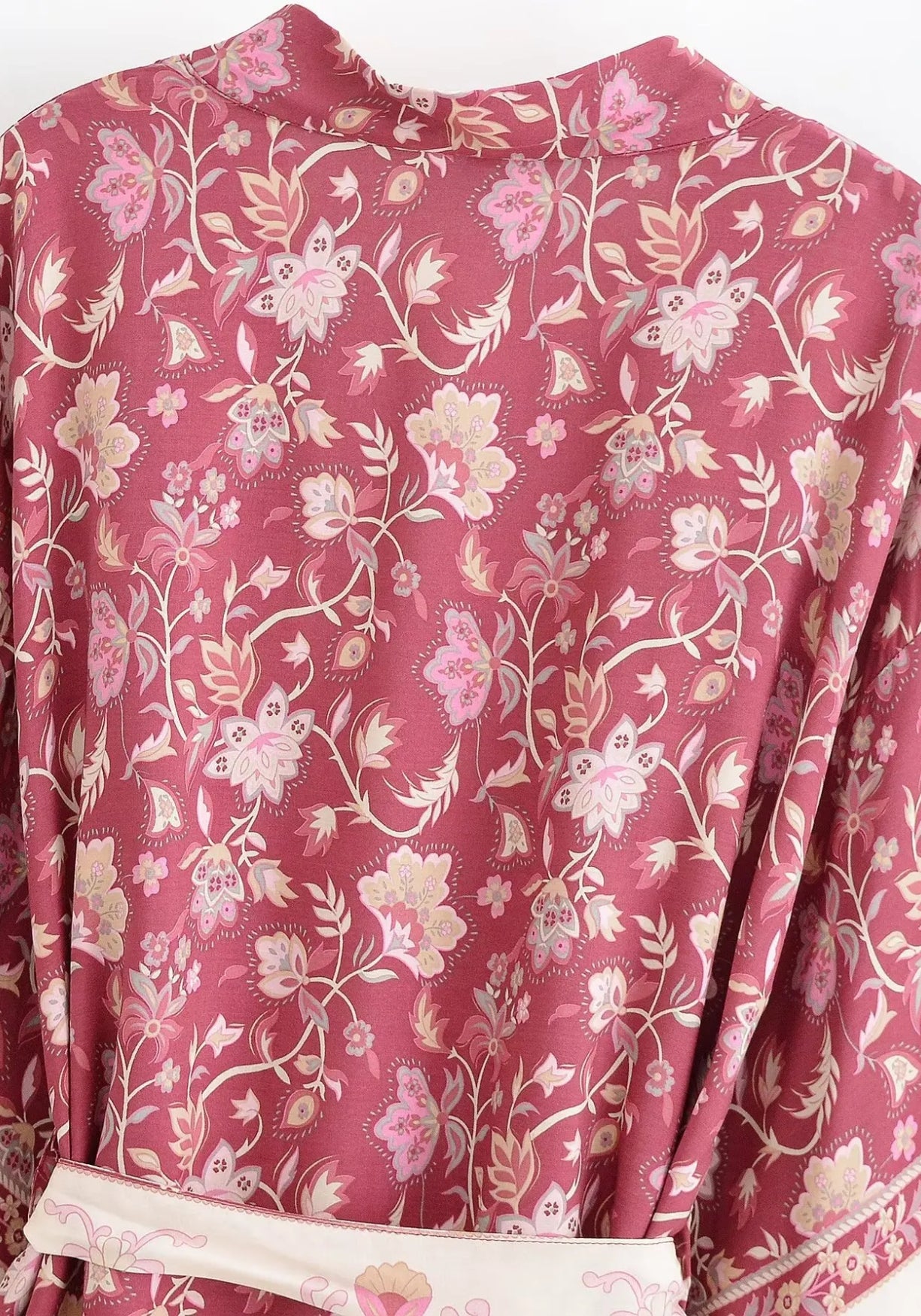 Kimono Femme Viscose Court | Élégant Motif Floral Bohème pour Été 3