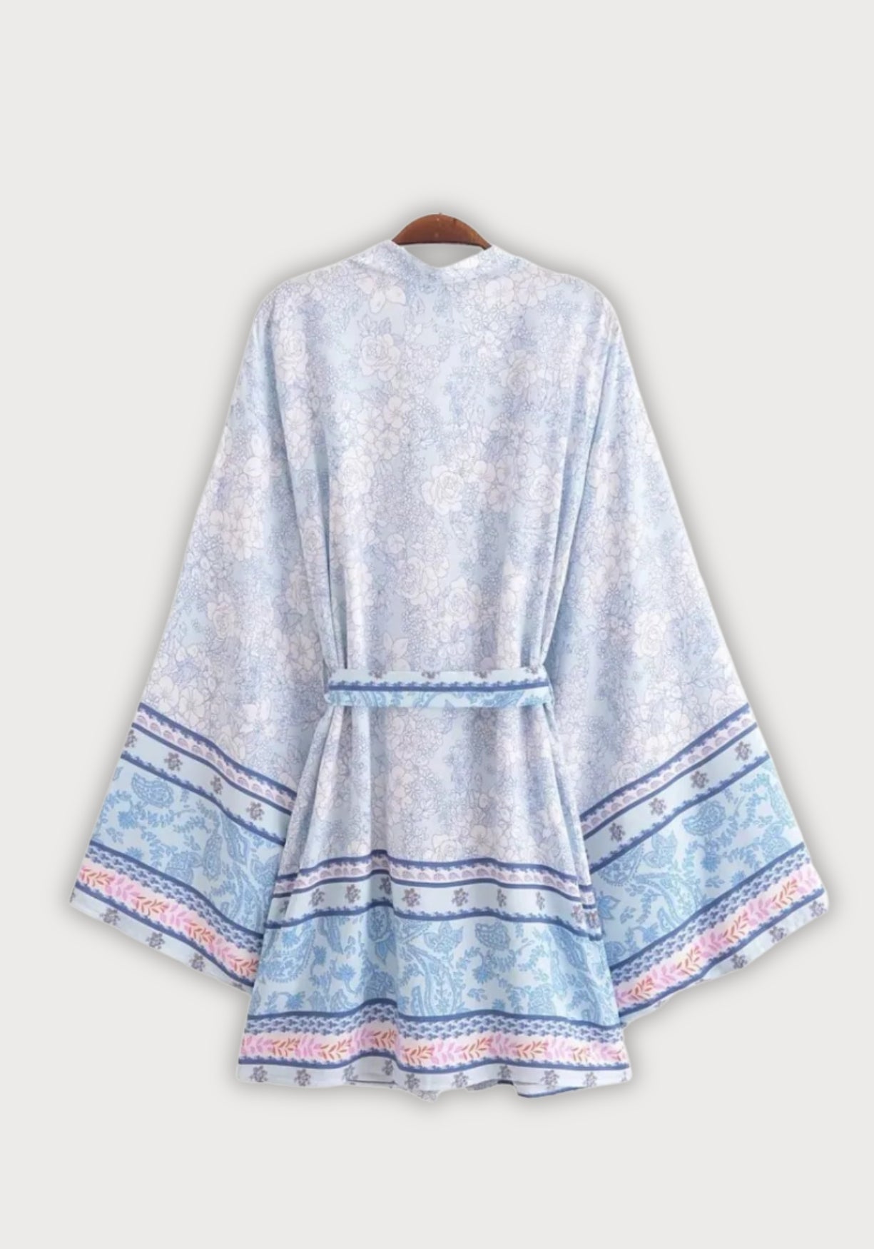 Kimono Femme Viscose Court | Élégant Motif Paisley Floral Idéal pour Plage 1