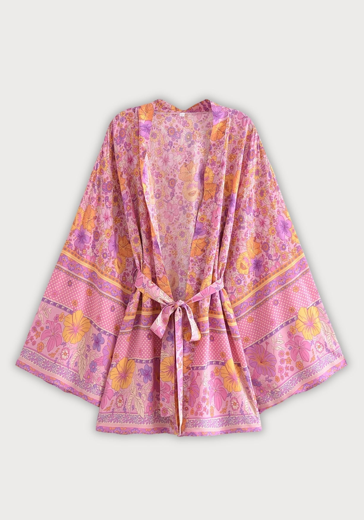 Kimono Femme Viscose Floral Court | Chic Bohème Été Coloré 0