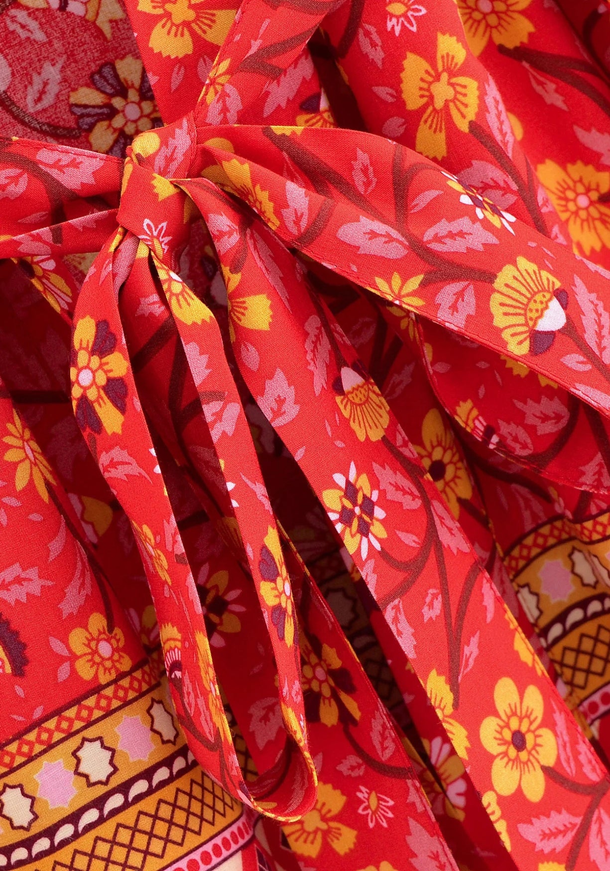 Kimono Femme Viscose Floral Rouge | Court Élégant Été Détente 3