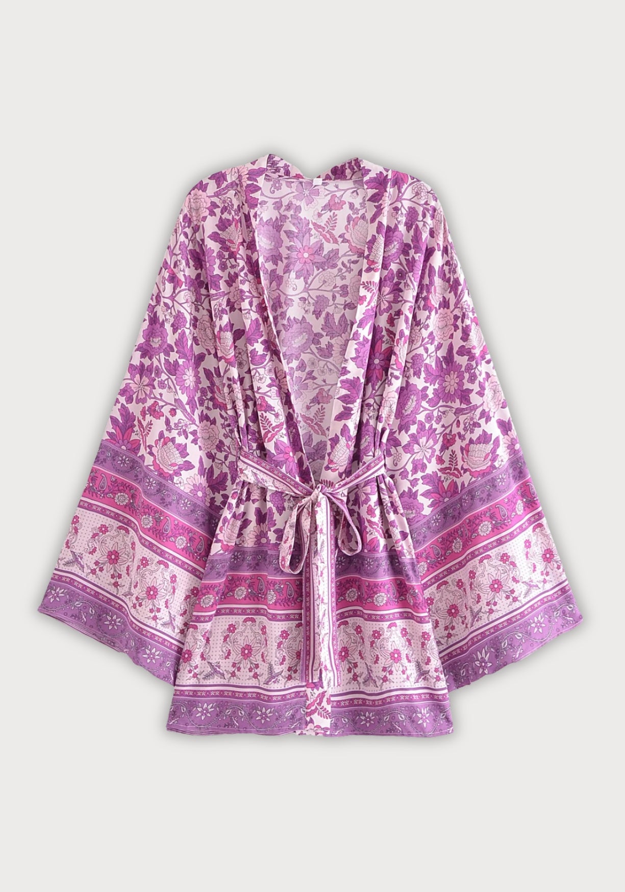 Kimono Femme Viscose Floral | Élégant Court Été Bohème 0