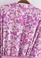 Kimono Femme Viscose Floral | Élégant Court Été Bohème 2