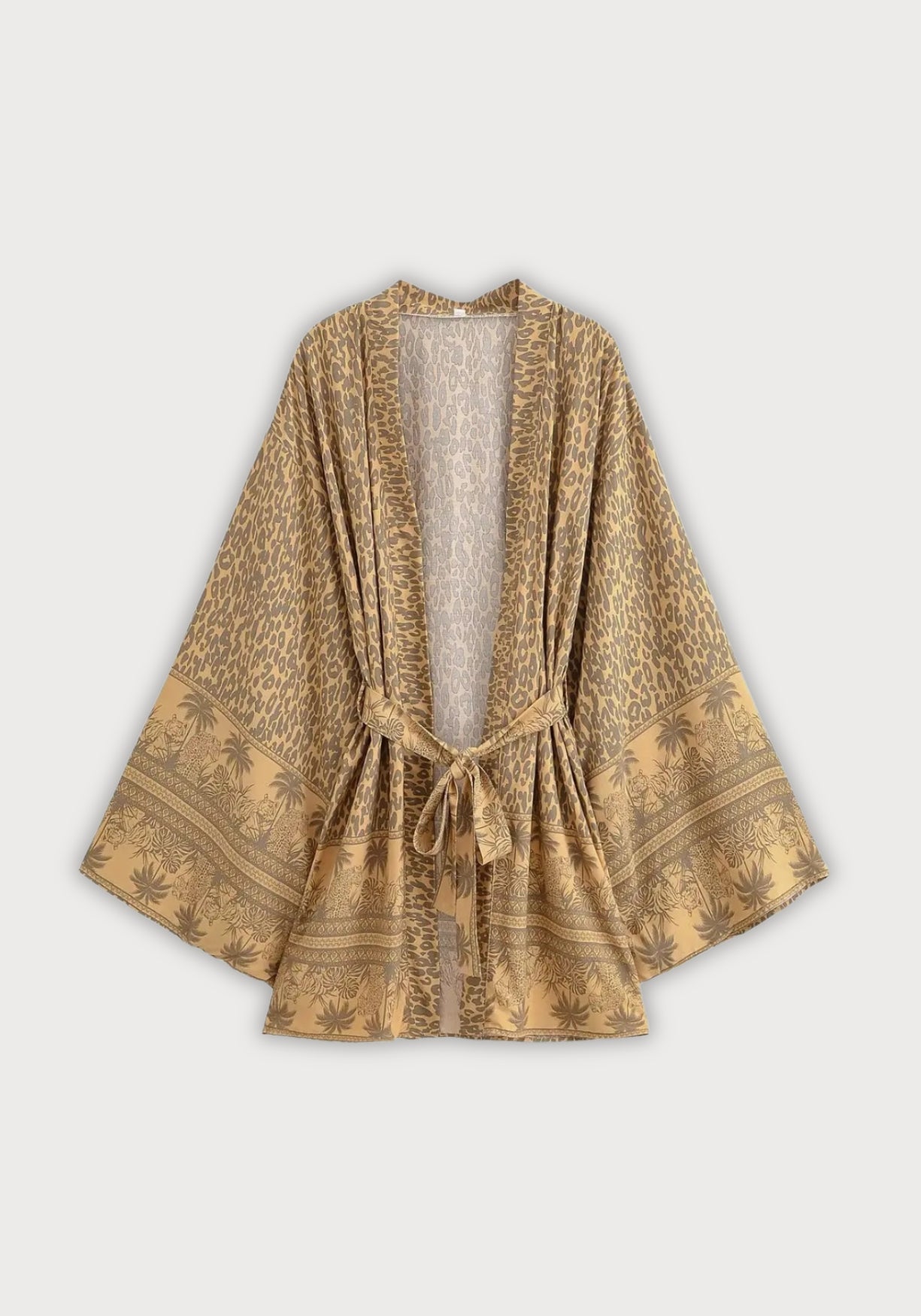 Kimono Femme Viscose Léopard | Élégant Kimono Plage d'Été avec Ceinture Ajustable 0