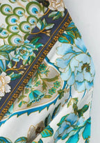 Kimono Femme Viscose Long | Élégant Motif Floral Bleu-Vert pour Plage et Maison 5