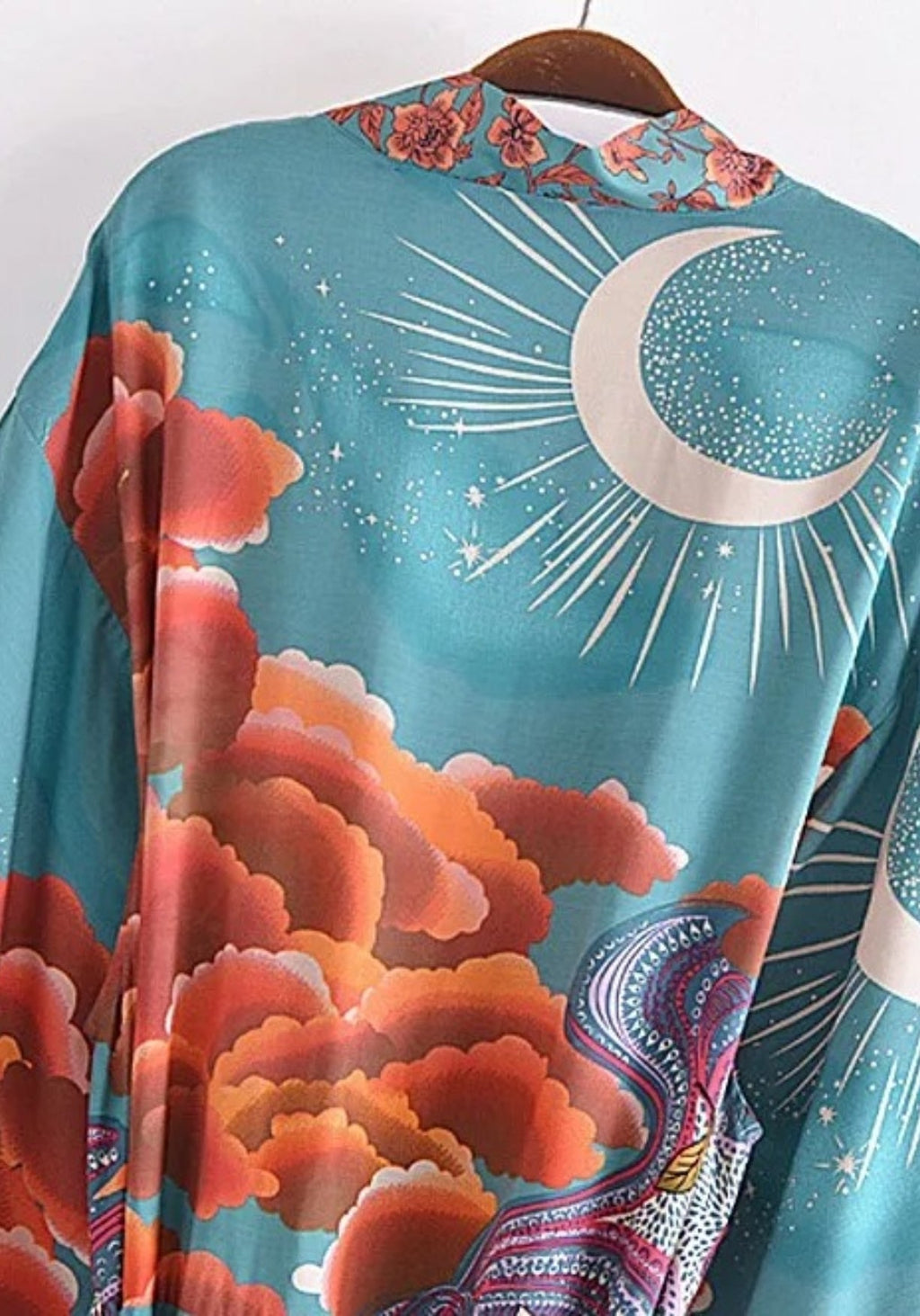 Kimono Femme en Coton Rayonne | Long Ample avec Motif Cosmique Coloré 2