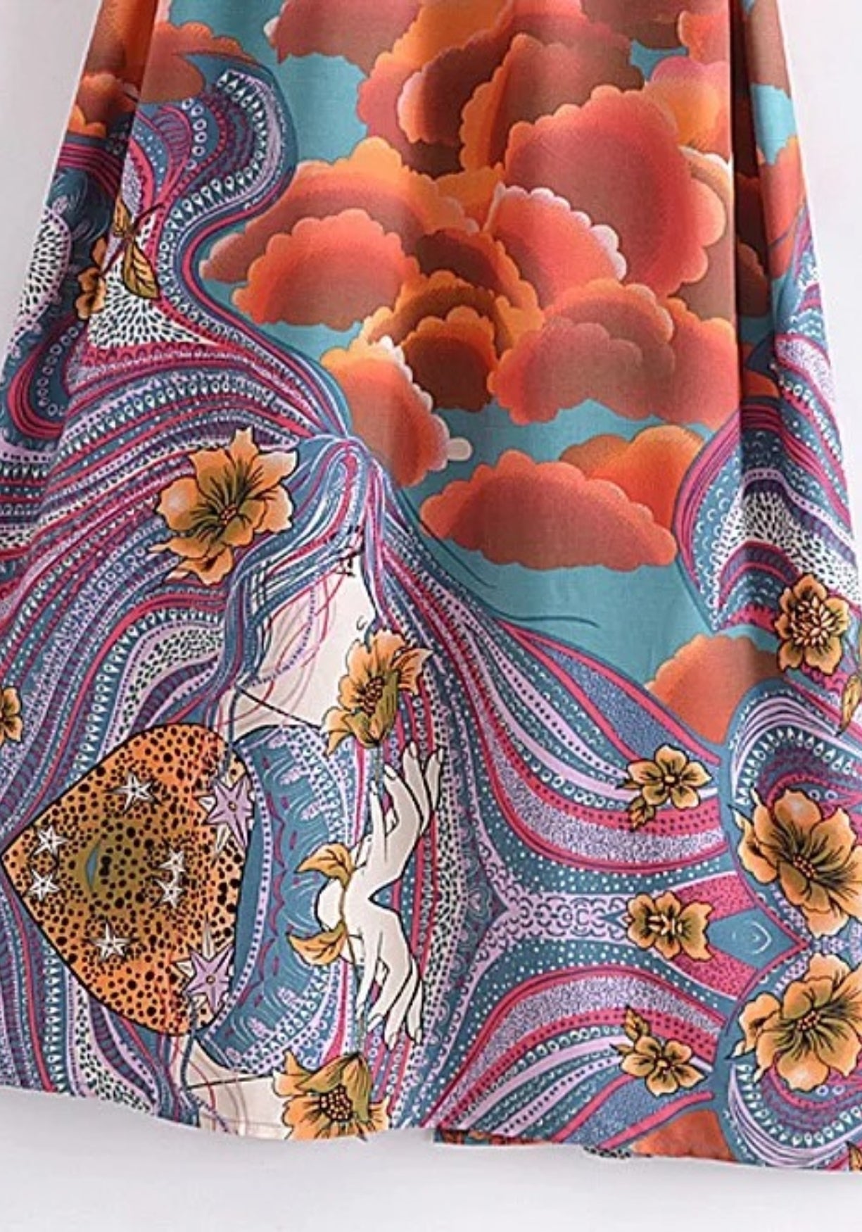 Kimono Femme en Coton Rayonne | Long Ample avec Motif Cosmique Coloré 5