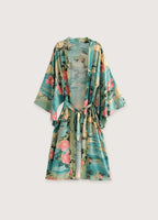 Kimono Femme en Coton Vert | Élégant Long Kimono Japonais Confortable 2