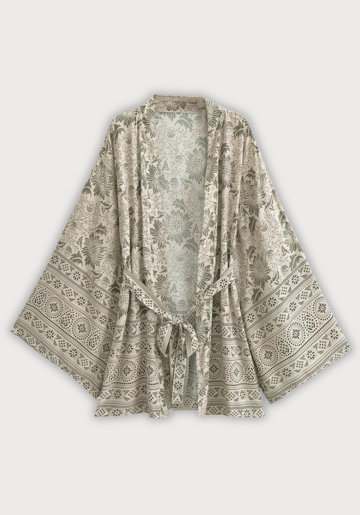 Kimono Femme en Coton | Élégant Kimono Court Floral Léger pour Plage et Détente 0