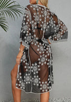 Kimono Femme en Dentelle Aérien | Élégant et Transparent pour Plage ou Soirée 1