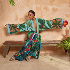 Kimono Femme en Polyester Vert | Élégant Kimono Long Japonais | Style Polyvalent 0