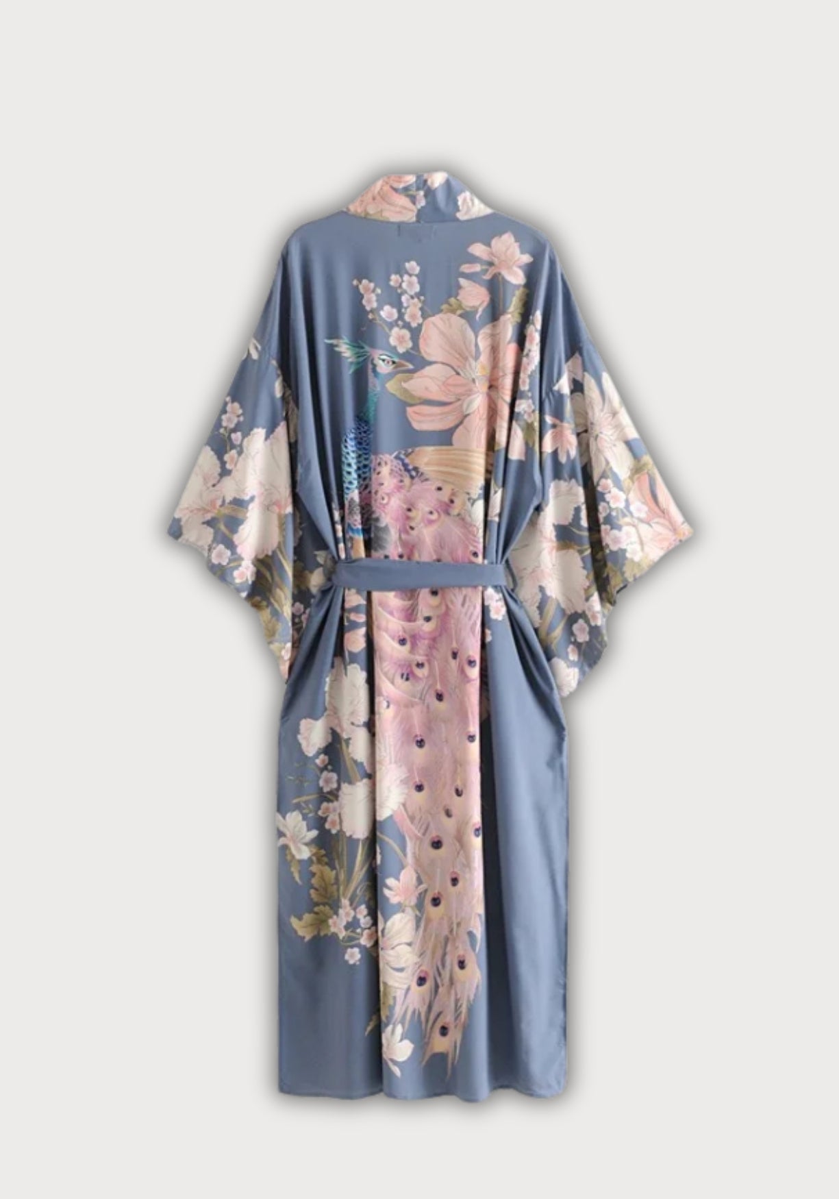 Kimono Femme en Polyester à Imprimé Paon | Élégant Kimono Long Bohème d'Été 2