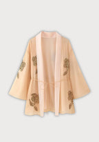 Kimono Femme en Soie Beige | Élégant et Ample Style Japonais 0