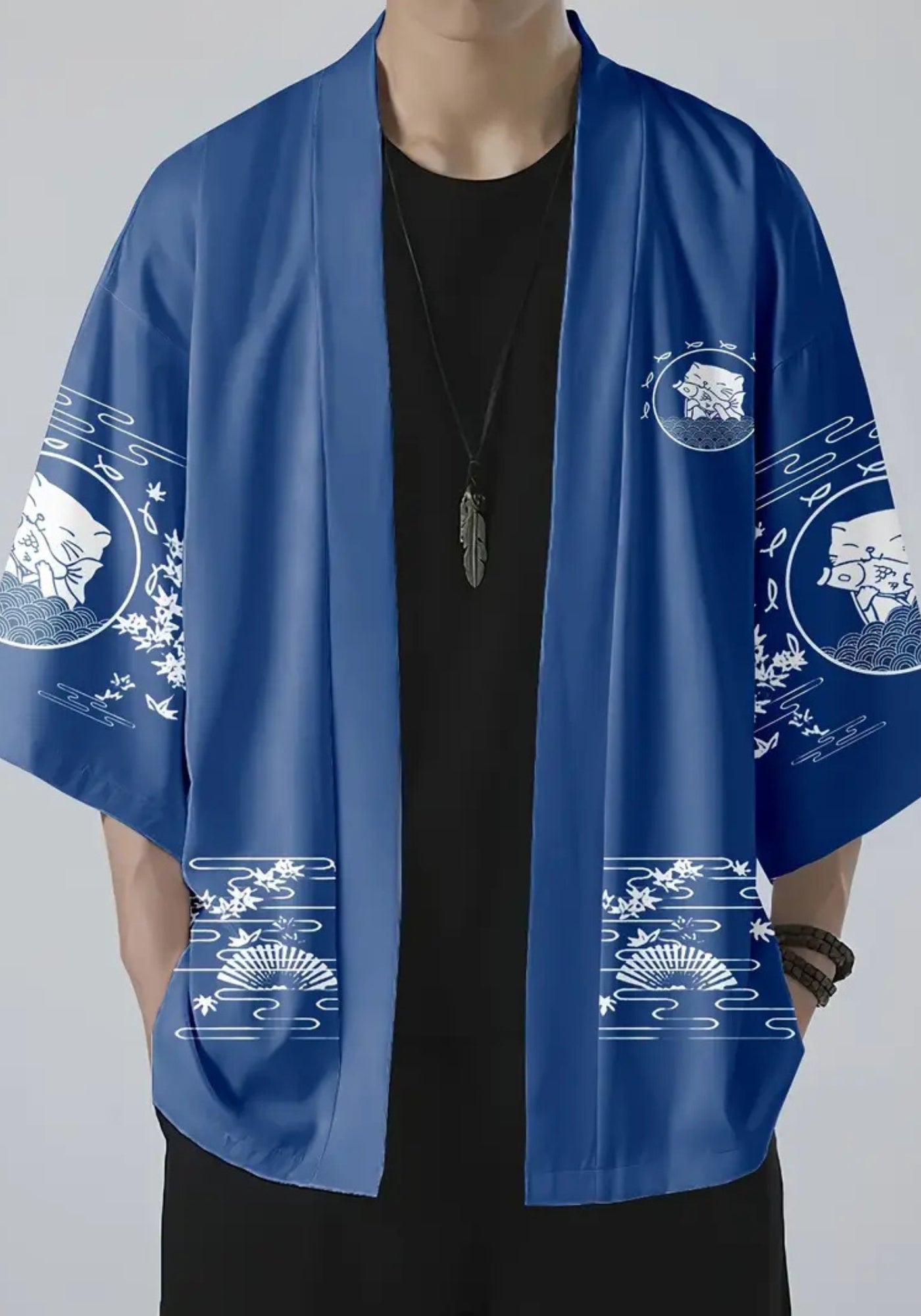 Kimono Homme Japonais en Polyester | Élégant et Confortable Style Urbain 3