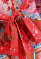 Kimono Japonais Femme en Viscose | Élégant Motif Floral Rouge Ample 5