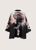 Kimono Japonais Unisexe en Polyester | Élégant Imprimé Dragon sur Ciel Nocturne 0
