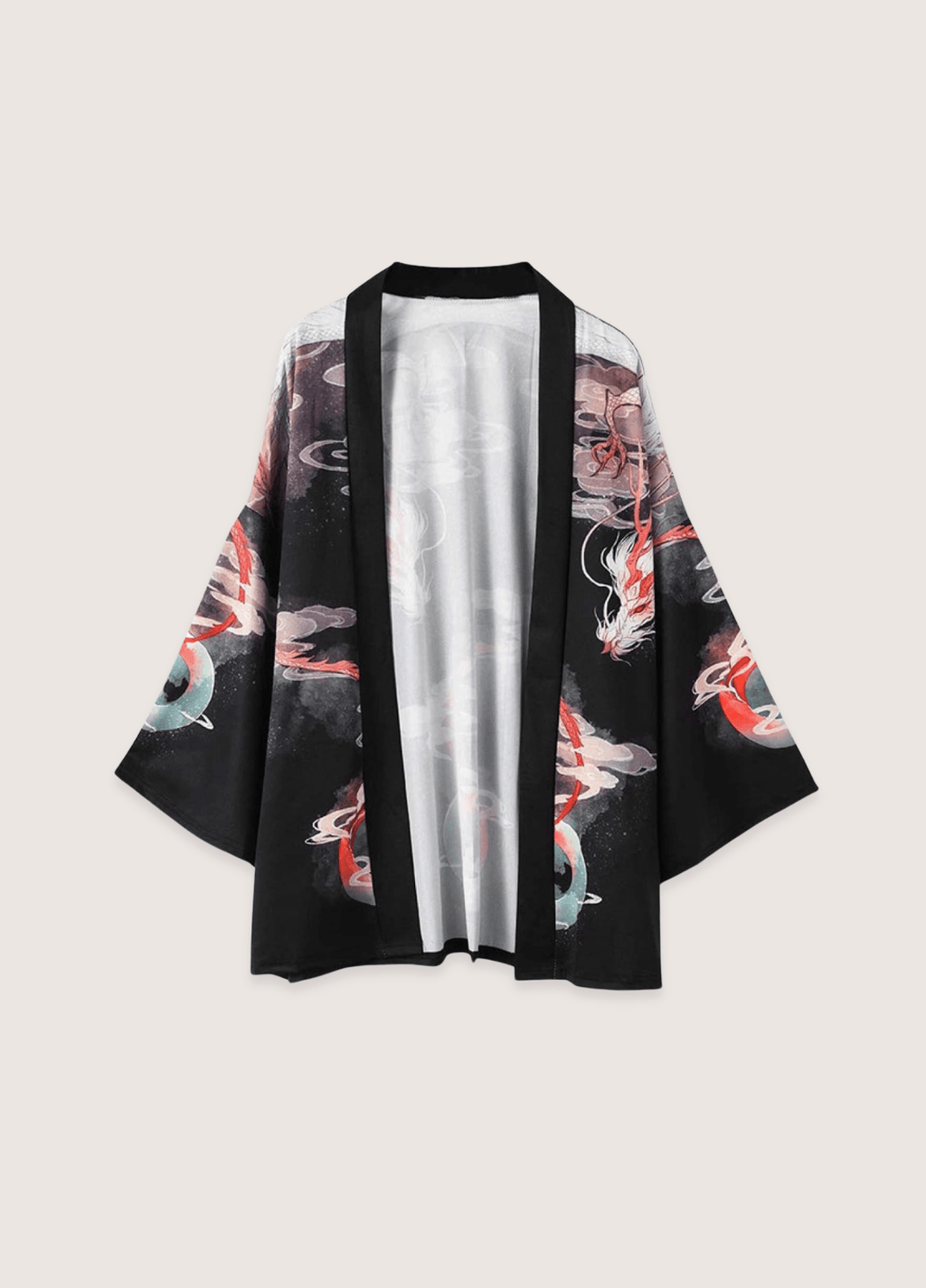 Kimono Japonais Unisexe en Polyester | Élégant Imprimé Dragon sur Ciel Nocturne 1
