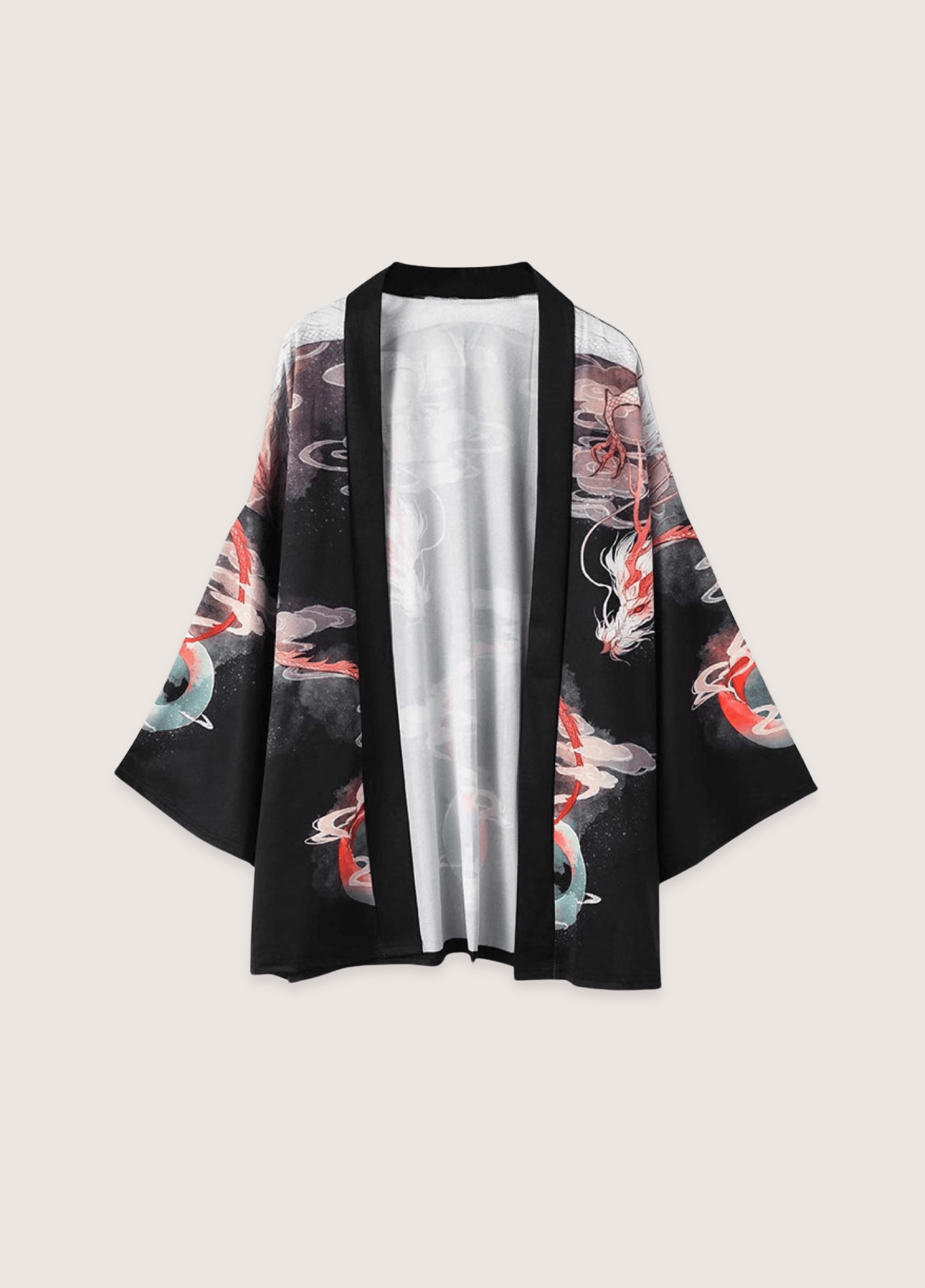 Kimono Japonais Unisexe en Polyester | Élégant Imprimé Dragon sur Ciel Nocturne 1