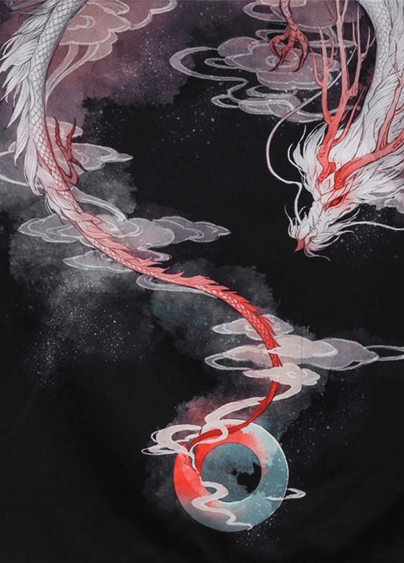 Kimono Japonais Unisexe en Polyester | Élégant Imprimé Dragon sur Ciel Nocturne 2
