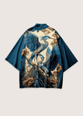 Kimono Japonais Unisexe en Polyester | Élégant Imprimé Floral Oversize avec Manches Trois-Quarts 0