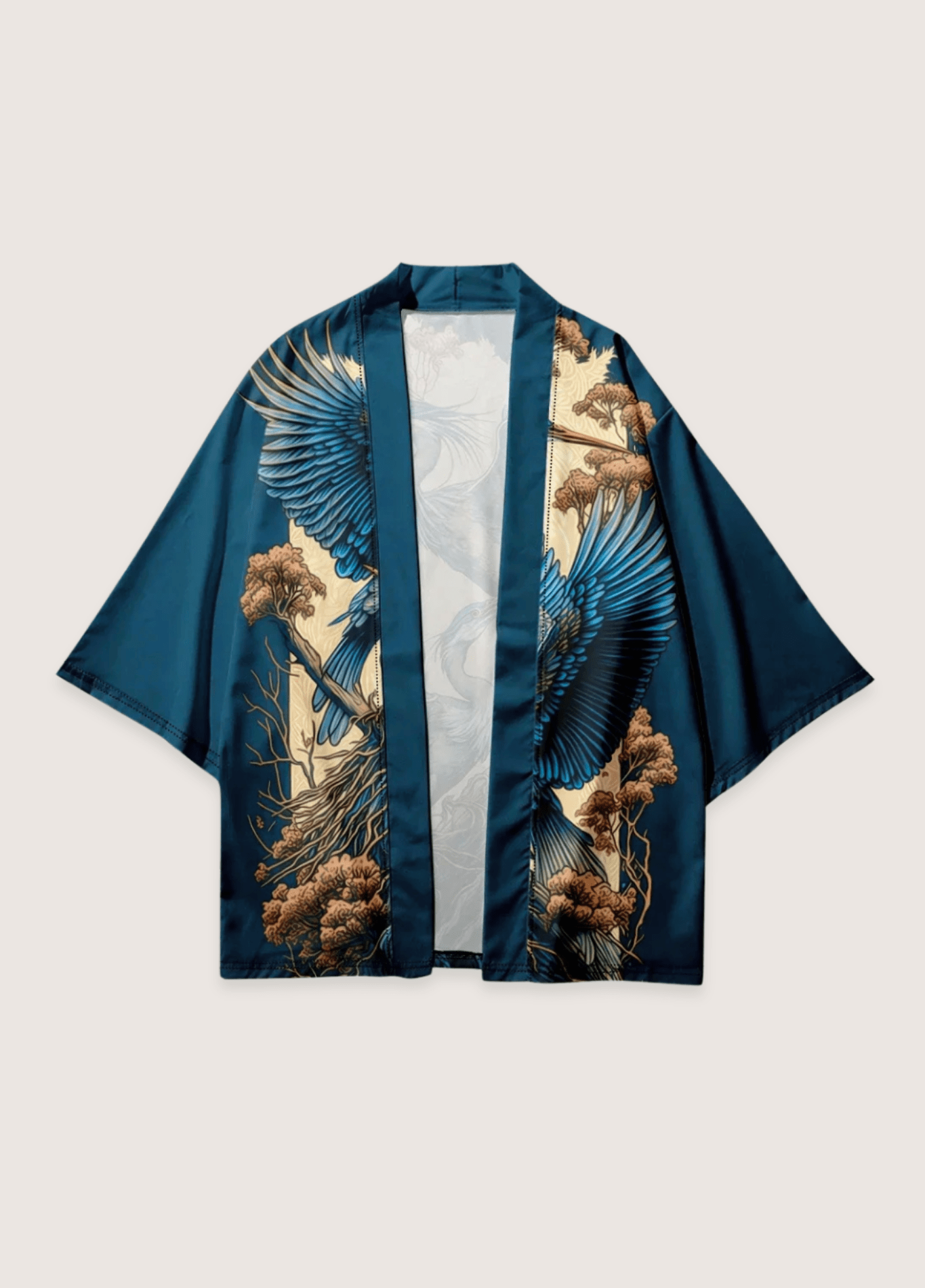 Kimono Japonais Unisexe en Polyester | Élégant Imprimé Floral Oversize avec Manches Trois-Quarts 1