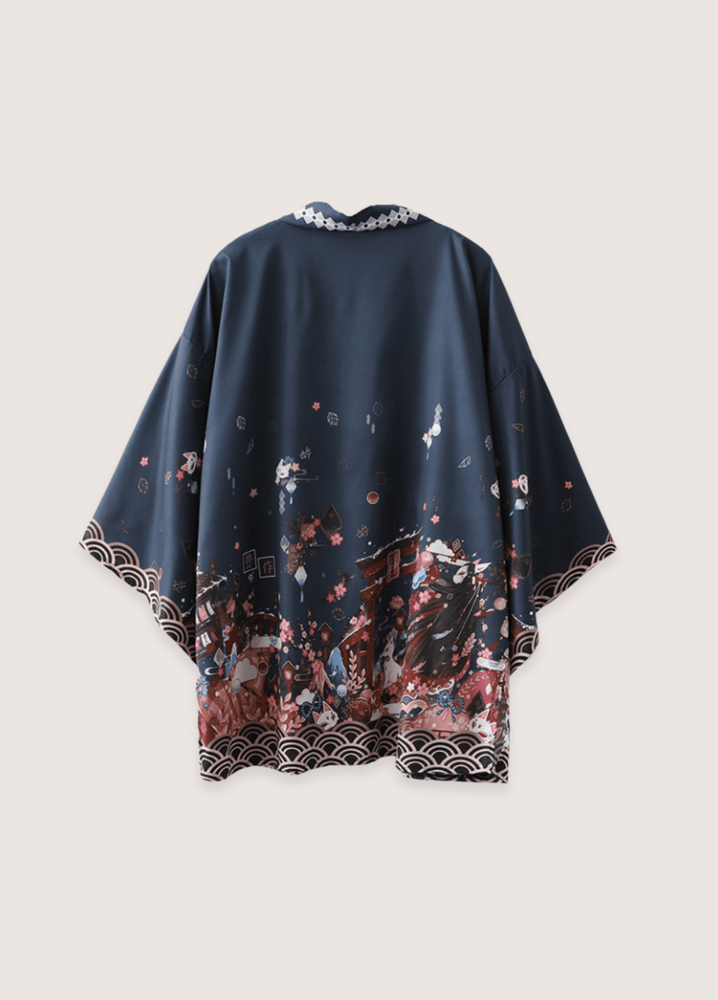 Kimono Japonais Unisexe en Polyester | Élégant Imprimé Narratif avec Manches Amples 0
