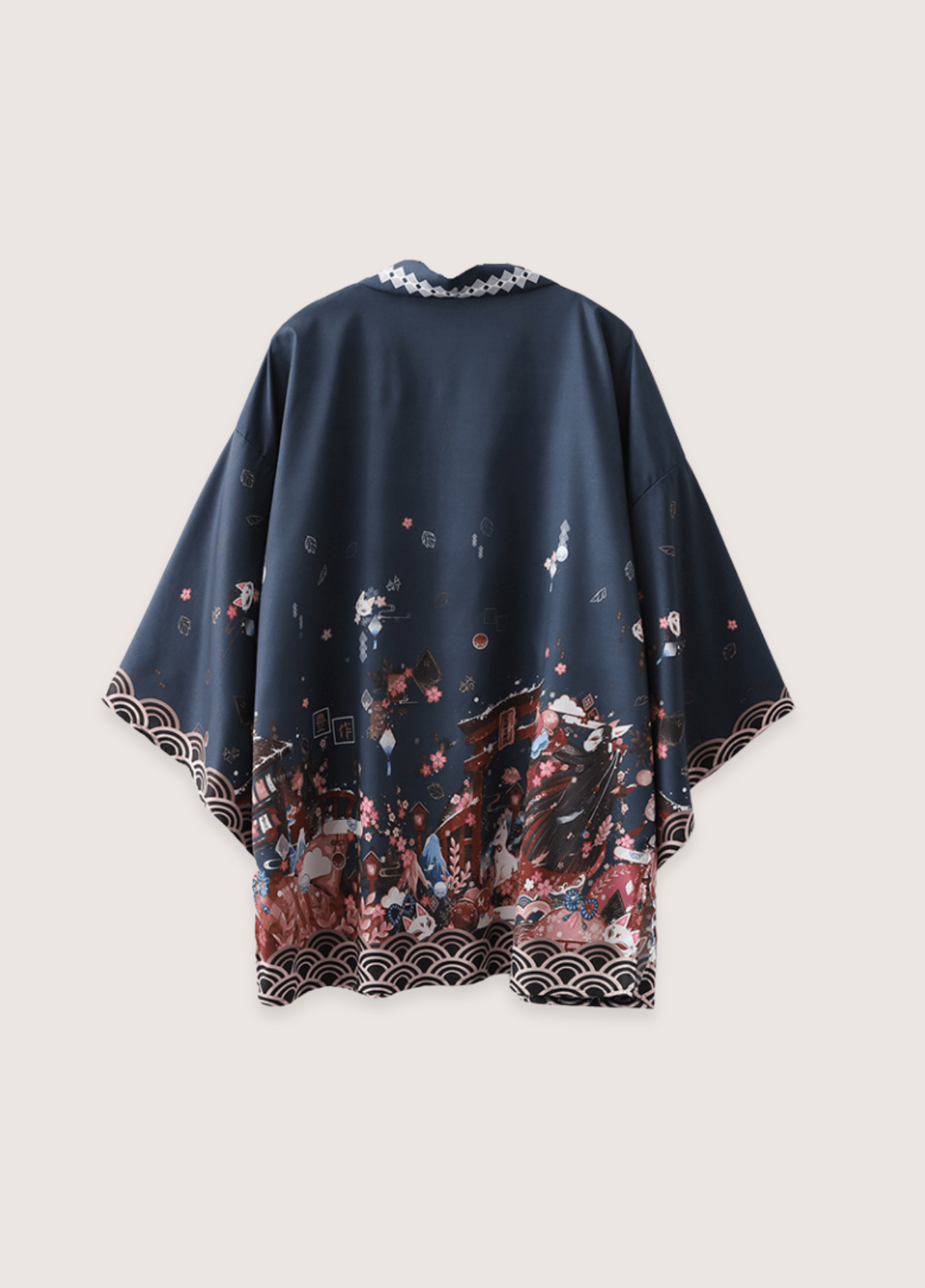 Kimono Japonais Unisexe en Polyester | Élégant Imprimé Narratif avec Manches Amples 0