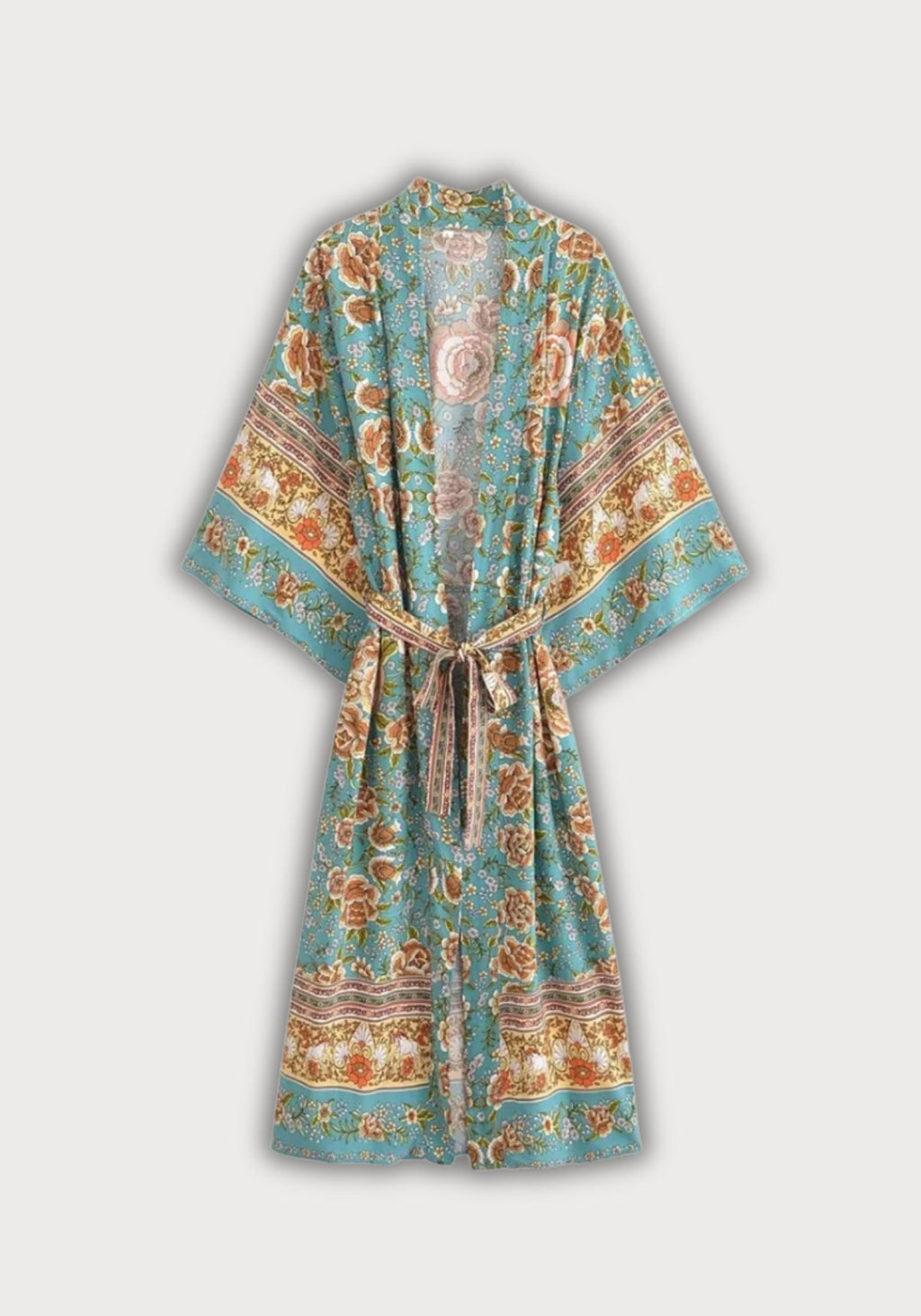 Kimono Long Femme Viscose Floral | Élégant Kimono Plage Bohème d'Été 0