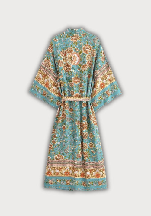 Kimono Long Femme Viscose Floral | Élégant Kimono Plage Bohème d'Été 1