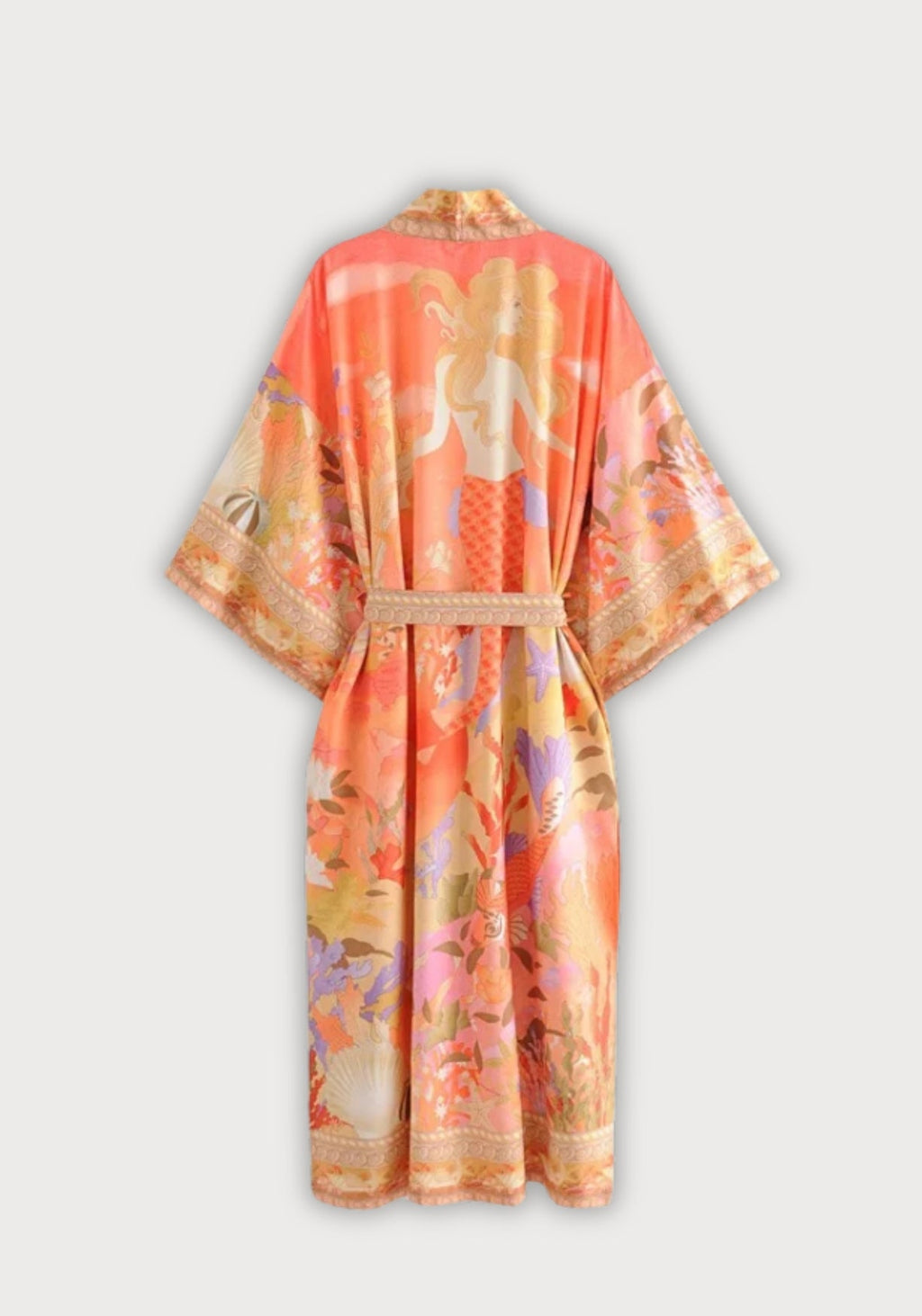 Kimono Long Femme en Polyester | Élégant Imprimé Sirène Bohème pour Été 2