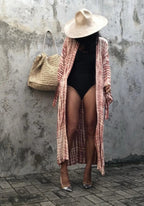 Kimono Long Femme en Polyester | Élégant et Bohème pour Plage d'Été 0