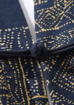 Kimono Patchwork Unisexe en Coton et Lin | Élégant Motifs Sashiko Bleu Outremer 4