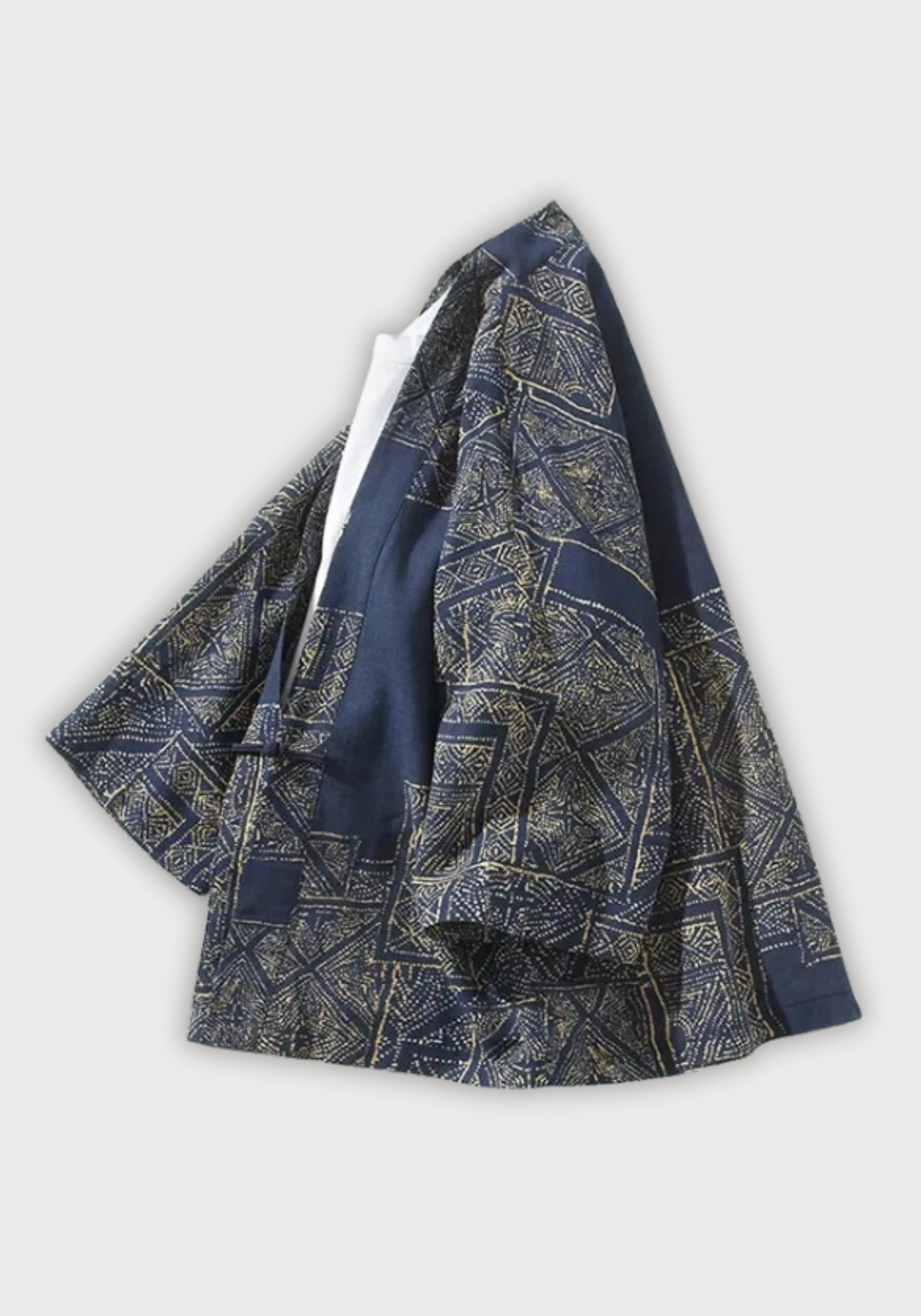 Kimono Unisexe Coton Lin Patchwork | Élégant Motif Géométrique Printemps Été 3