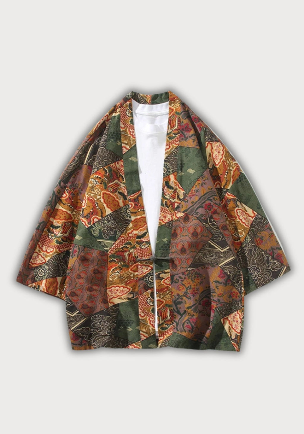 Kimono Unisexe Patchwork Coton Lin | Élégant Léger Vêtement d'Été 0