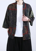 Kimono Unisexe en Coton-Lin | Élégant Kimono Japonais Patchwork à Manches Trois-Quarts 0