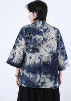 Kimono Unisexe en Coton Lin | Élégant Kimono Court en Patchwork Indigo 2