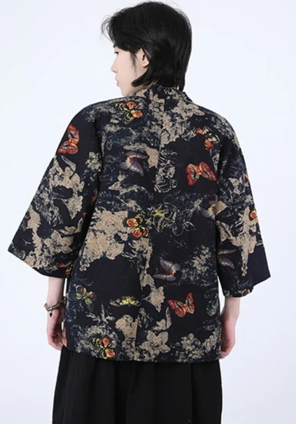 Kimono Unisexe en Coton Patchwork | Élégant Veste Japonaise à Motifs Papillons 2