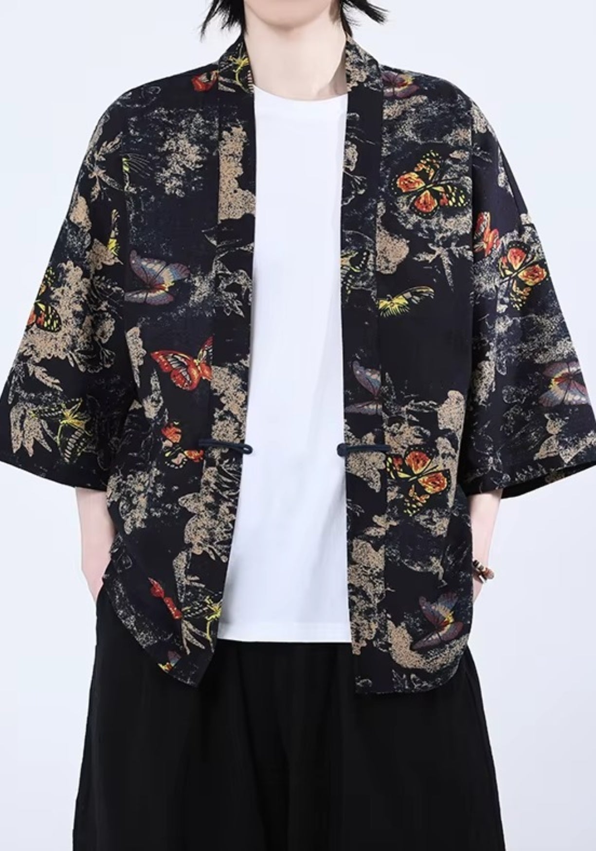 Kimono Unisexe en Coton | Élégant Motif Papillon Coloré | Style Patchwork Moderne 0