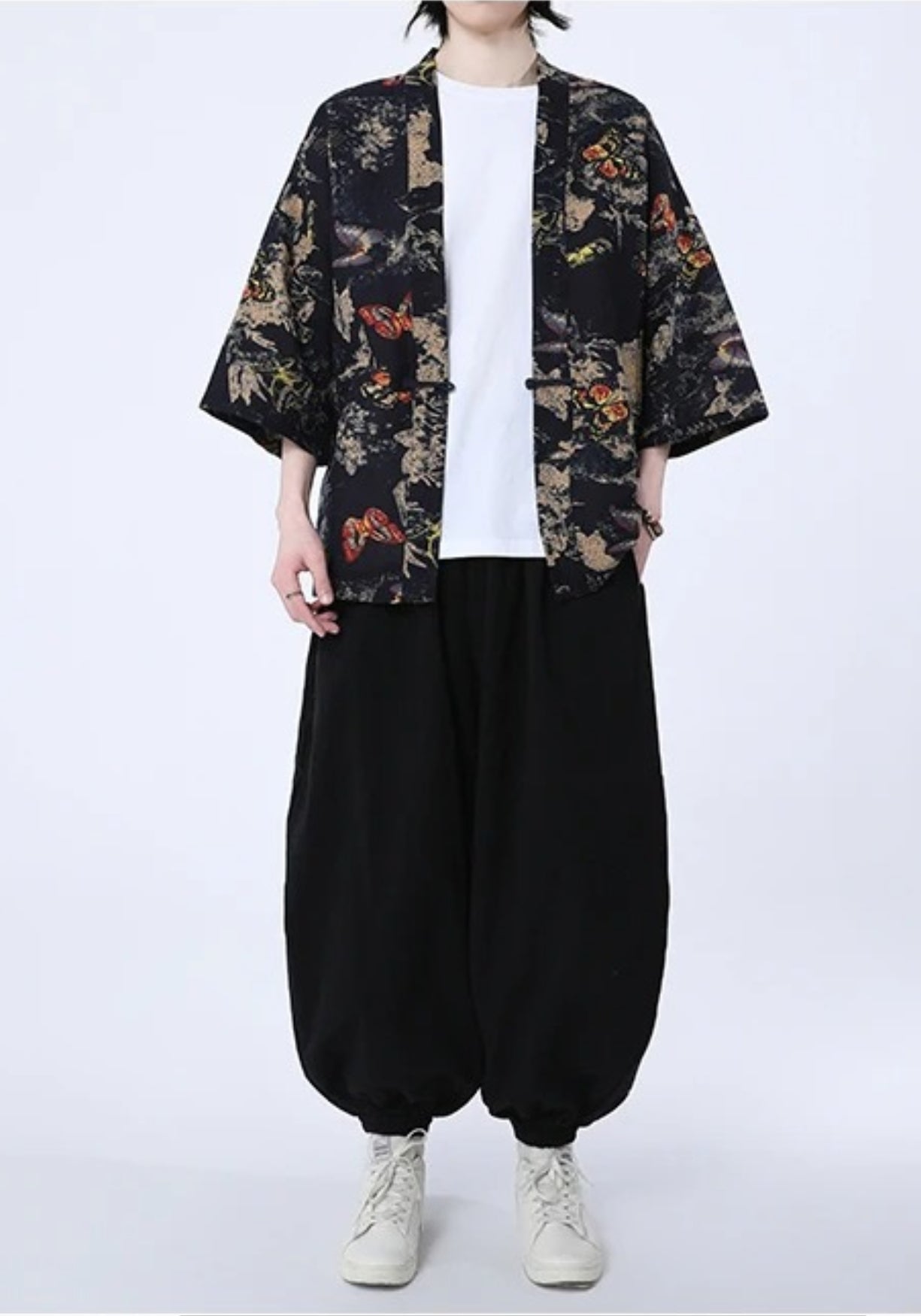 Kimono Unisexe en Coton | Élégant Motif Papillon Coloré | Style Patchwork Moderne 3