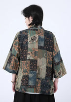 Kimono Unisexe en Coton et Lin | Élégant Kimono Patchwork d'Été avec Manches Trois-Quarts 3