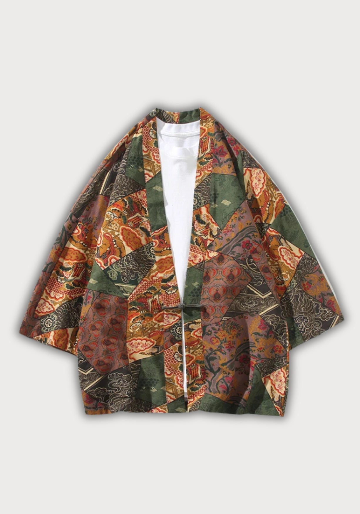 Kimono Unisexe en Coton et Lin | Élégant Patchwork Décontracté Printemps-Été 0