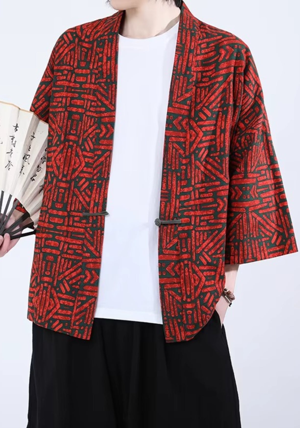 Kimono Unisexe en Coton et Lin | Élégant Patchwork Japonais à Manches Trois-Quarts 2