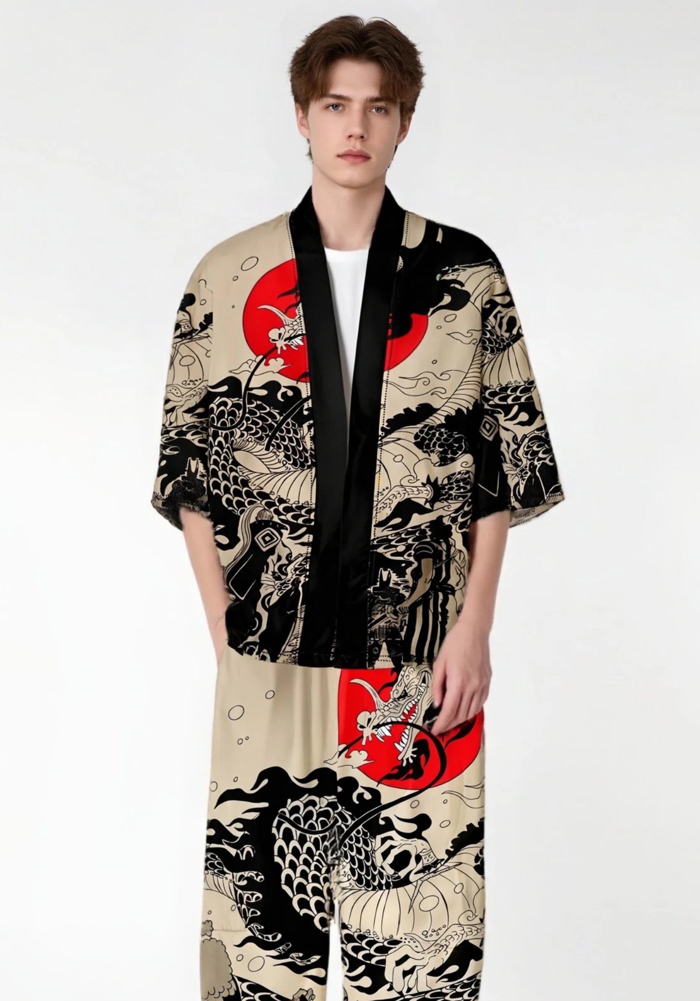 Kimono Unisexe en Polyester | Élégant Kimono Japonais Imprimé Dragon 2