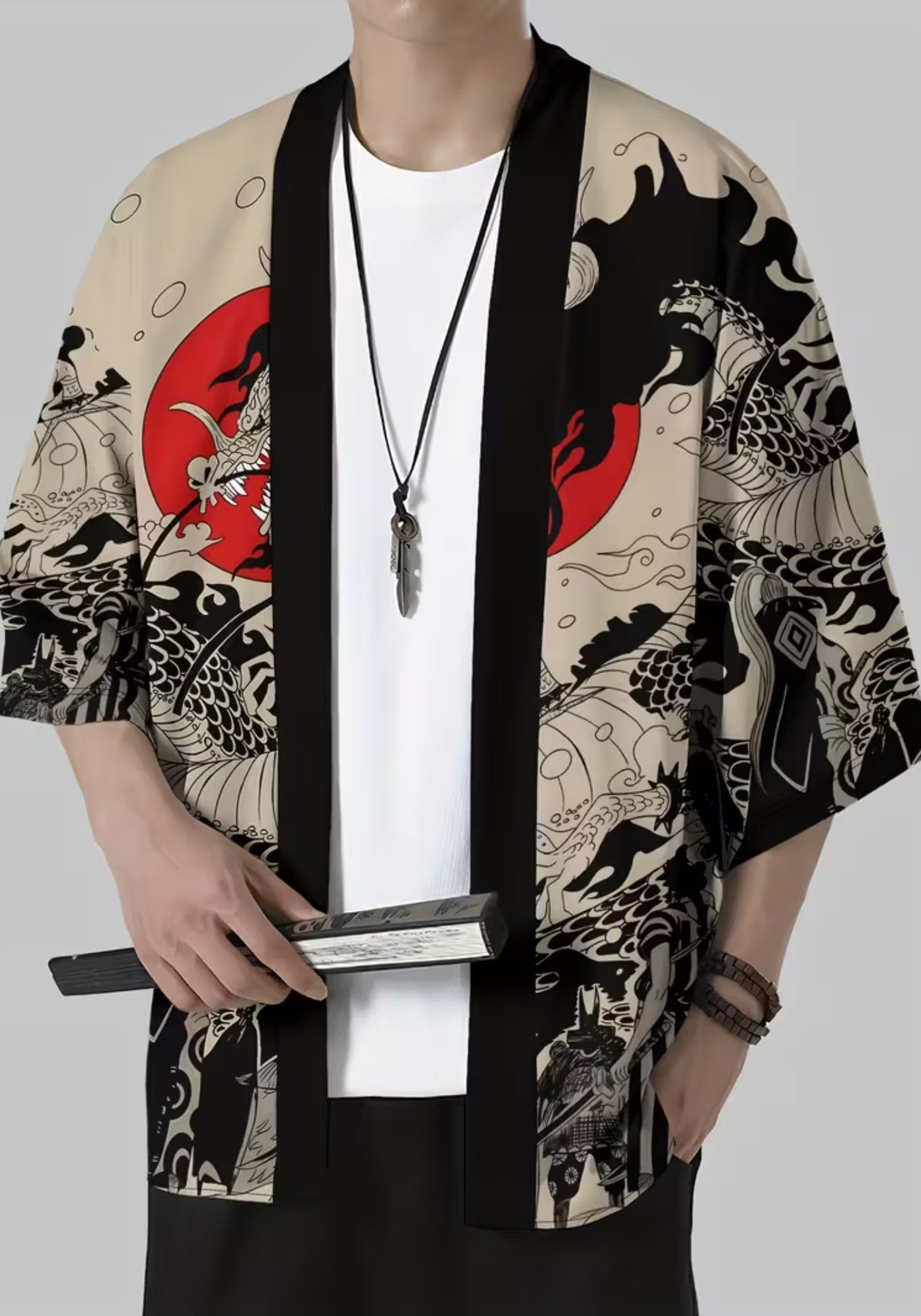 Kimono Unisexe en Polyester | Élégant Kimono Japonais Imprimé Dragon 3