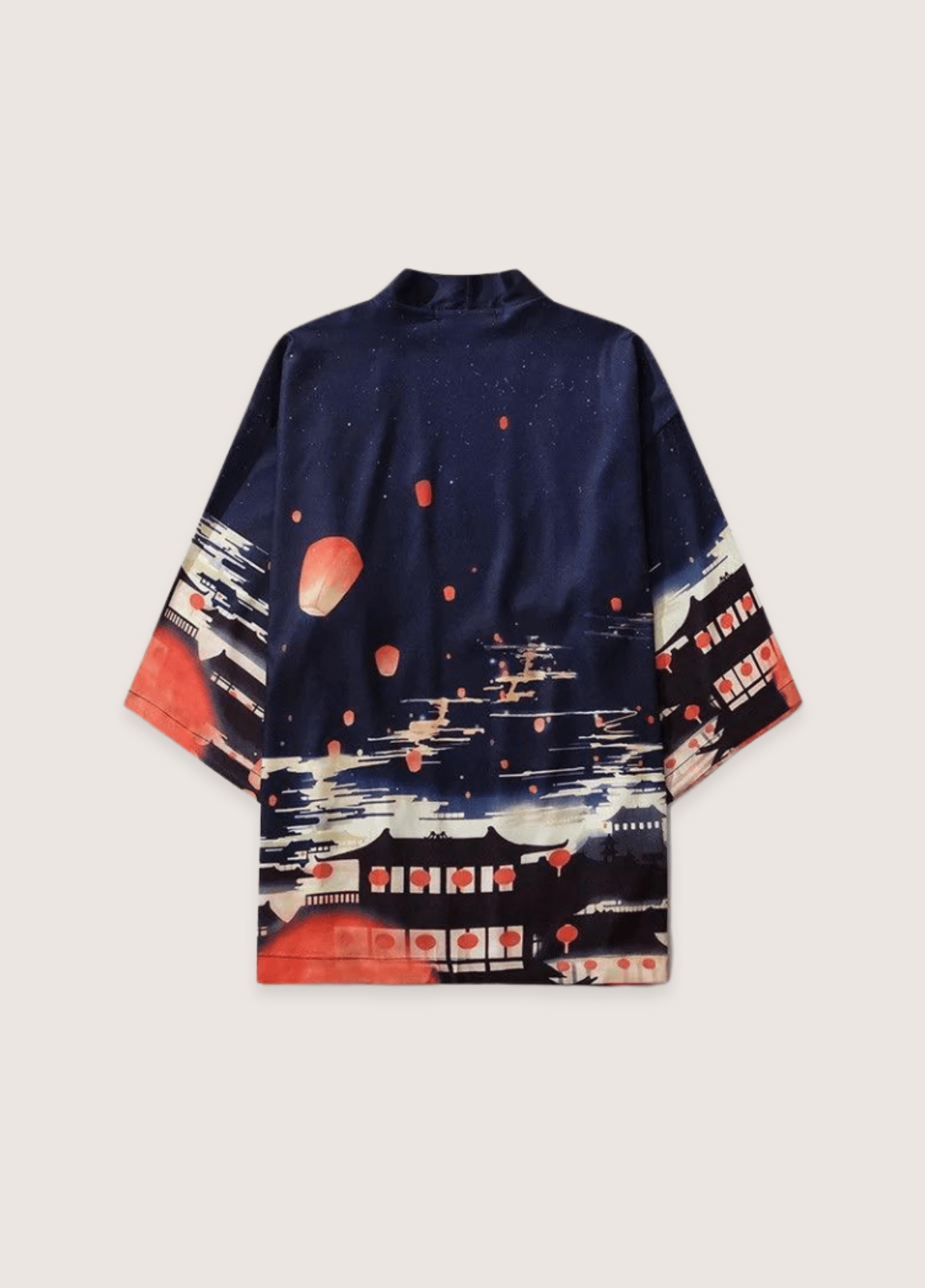 Kimono Unisexe en Polyester | Élégant Kimono Japonais avec Imprimé de Lanternes Nocturnes 0