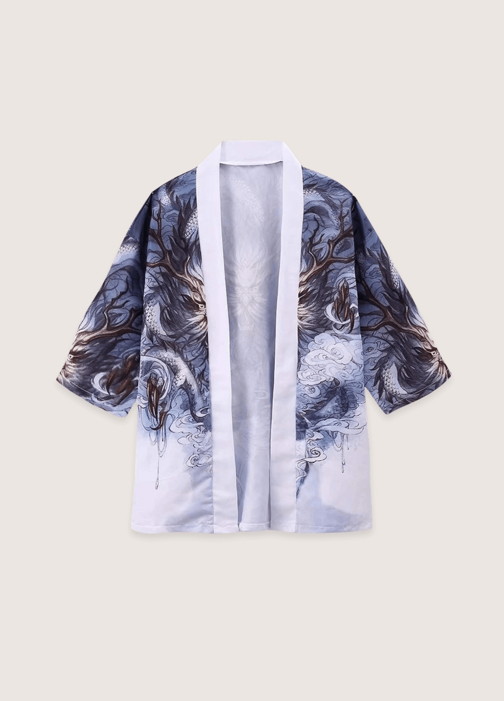Kimono Unisexe en Polyester | Élégant Kimono Japonais avec Motif de Dragon et Nuages 1