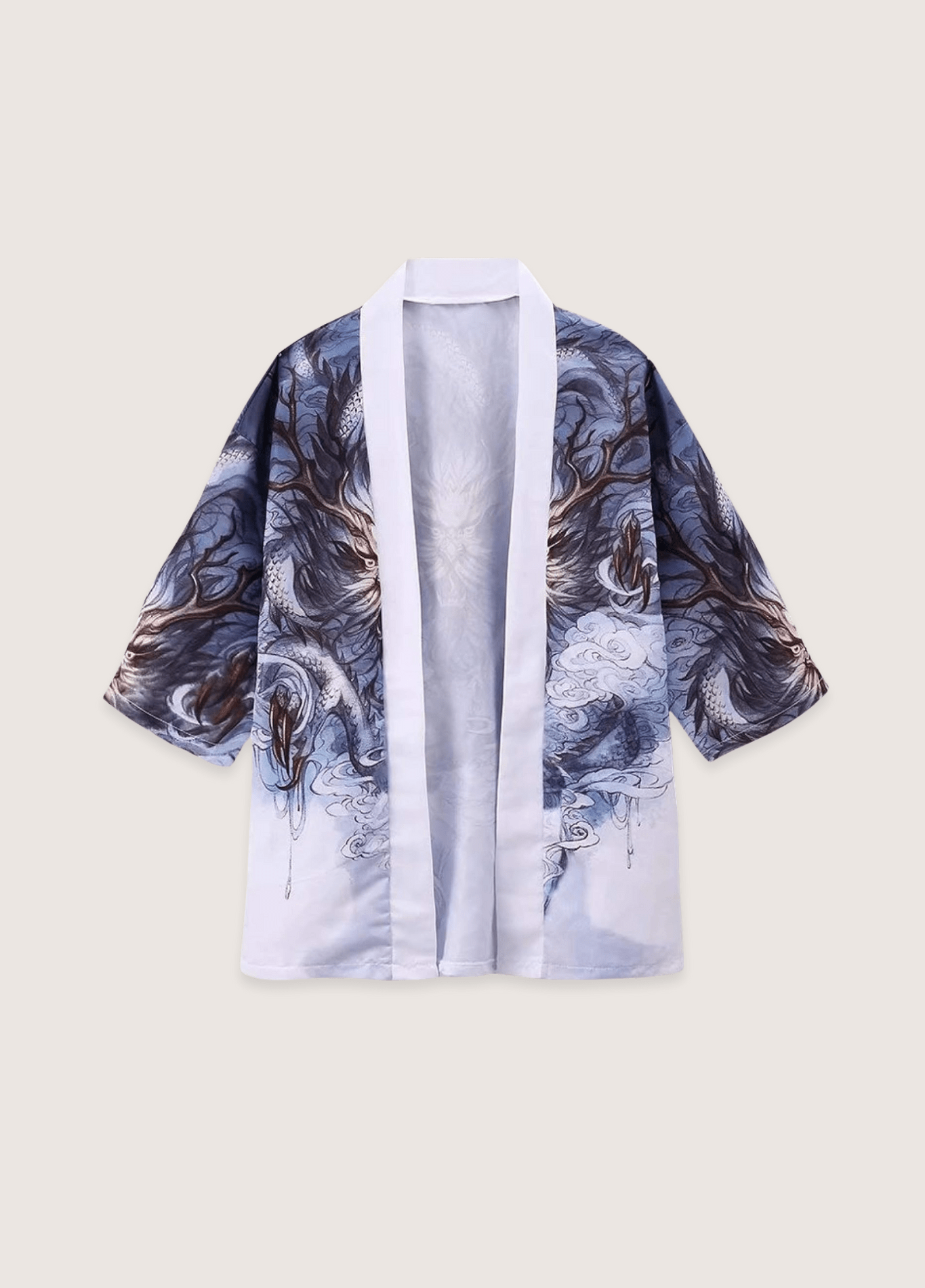 Kimono Unisexe en Polyester | Élégant Kimono Japonais avec Motif de Dragon et Nuages 1