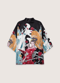 Kimono Unisexe en Polyester | Élégant Motif Japonais avec Geisha et Katana 0