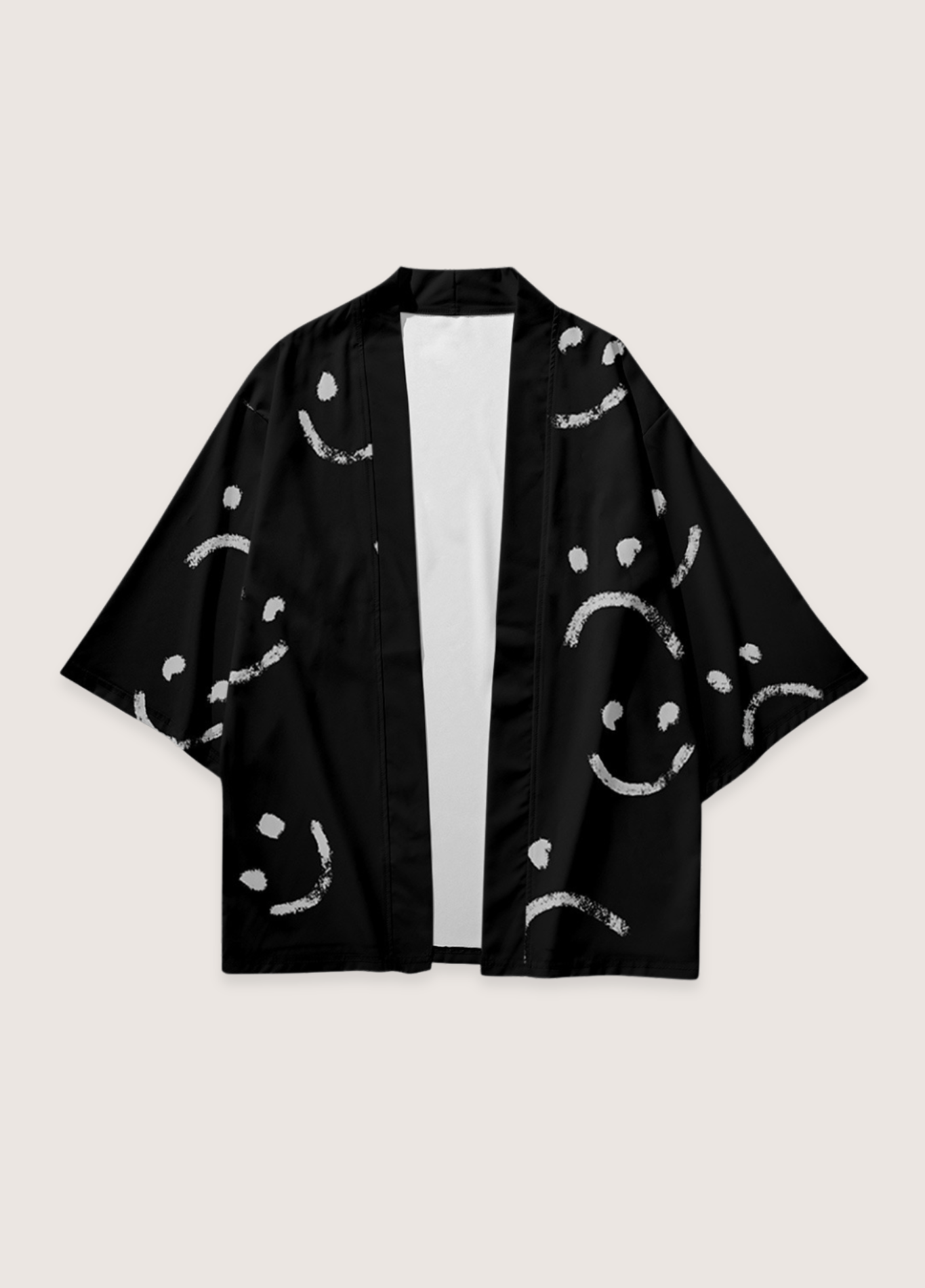 Kimono Unisexe en Polyester | Oversize Décontracté avec Imprimé Émoticône 1