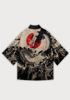 Kimono Unisexe en Polyester avec Imprimé Dragon | Élégant Haori au Style Japonais 1